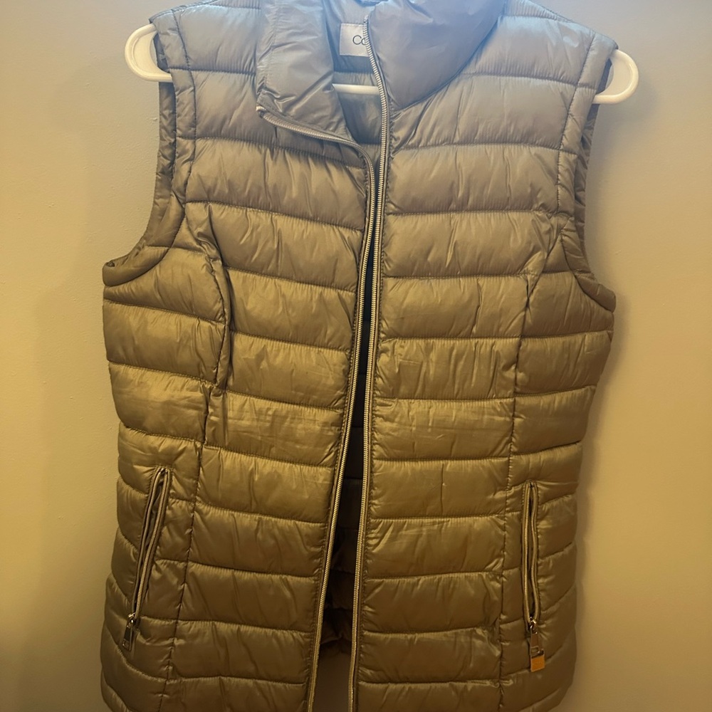 Calvin Klein Gold/tan Quilted Vest Lightweight Insulation